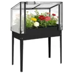 Outsunny 39.4 Inch Raised Garden Bed with Adjustable Flip Up Greenhouse Cover Black - Image 11
