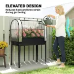 Outsunny 39.4 Inch Raised Garden Bed with Flip Up Greenhouse Cover Black - Image 7