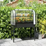 Outsunny 39.4 Inch Raised Garden Bed with Flip Up Greenhouse Cover Black - Image 10