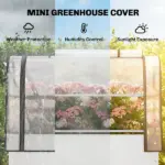 Outsunny Raised Garden Bed with Flip-Up Greenhouse Cover, Metal Elevated Garden Bed with Legs and Drainage Hole, White - Image 4