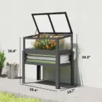 Outsunny Raised Garden Bed with Flip-Up Mini Greenhouse, Elevated Planter Box with Legs and Bed Liner for Flowers, Vegetables - Image 3