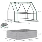 Outsunny Raised Garden Bed with Greenhouse, Steel Planter Box with Plastic Cover, Roll-Up Window, Clear - Image 3