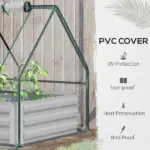 Outsunny Raised Garden Bed with Greenhouse, Steel Planter Box with Plastic Cover, Roll-Up Window, Clear - Image 6