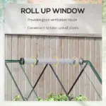Outsunny Raised Garden Bed with Greenhouse, Steel Planter Box with Plastic Cover, Roll-Up Window, Clear - Image 8