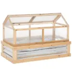Outsunny Raised Garden Bed with Greenhouse Top, Garden Wooden Cold Frame Greenhouse Flower Planter Protection, 48 Inchx24 Inchx32.25 Inch, Natural - Image 16