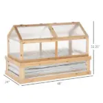 Outsunny Raised Garden Bed with Greenhouse Top, Garden Wooden Cold Frame Greenhouse Flower Planter Protection, 48 Inchx24 Inchx32.25 Inch, Natural - Image 3