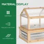 Outsunny Raised Garden Bed with Greenhouse Top, Garden Wooden Cold Frame Greenhouse Flower Planter Protection, 48 Inchx24 Inchx32.25 Inch, Natural - Image 6