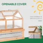 Outsunny Raised Garden Bed with Greenhouse Top, Garden Wooden Cold Frame Greenhouse Flower Planter Protection, 48 Inchx24 Inchx32.25 Inch, Natural - Image 7