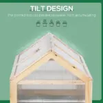 Outsunny Raised Garden Bed with Greenhouse Top, Garden Wooden Cold Frame Greenhouse Flower Planter Protection, 48 Inchx24 Inchx32.25 Inch, Natural - Image 8