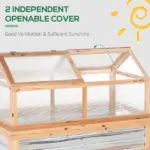 Outsunny Raised Garden Bed with Greenhouse Top, Garden Wooden Cold Frame Greenhouse Flower Planter Protection, 48 Inchx24 Inchx32.25 Inch, Natural - Image 9