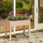 Outsunny Raised Garden Bed with Legs, 34" x 18" x 30", Elevated Wooden Planter Box, Self-Draining with Bed Liner for Vegetables, Herbs - Image 2