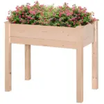 Outsunny Raised Garden Bed with Legs, 34" x 18" x 30", Elevated Wooden Planter Box, Self-Draining with Bed Liner for Vegetables, Herbs - Image 11