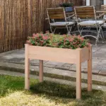 Outsunny Raised Garden Bed with Legs, 34" x 18" x 30", Elevated Wooden Planter Box, Self-Draining with Bed Liner for Vegetables, Herbs - Image 10