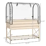 Raised Garden Bed with Legs and Cover Metal Elevated Planter Box with Bottom Shelf and Liner Cream - Image 3