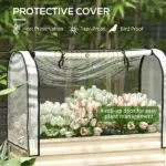 Raised Garden Bed with Legs and Cover Metal Elevated Planter Box with Bottom Shelf and Liner Cream - Image 4