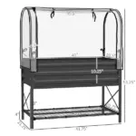Outsunny Raised Garden Bed with Legs and Cover, Metal Elevated Planter Box with Bottom Shelf and Liner for Vegetables, Black - Image 3