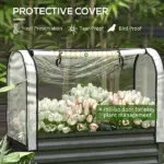 Outsunny Raised Garden Bed with Legs and Cover, Metal Elevated Planter Box with Bottom Shelf and Liner for Vegetables, Black - Image 4
