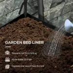 Outsunny Raised Garden Bed with Legs and Cover, Metal Elevated Planter Box with Bottom Shelf and Liner for Vegetables, Black - Image 6