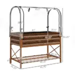 Outsunny Raised Garden Bed with Legs and Cover, Metal Elevated Planter Box with Bottom Shelf and Liner for Vegetables, Brown - Image 3