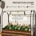 Outsunny Raised Garden Bed with Legs and Cover, Metal Elevated Planter Box with Bottom Shelf and Liner for Vegetables, Brown - Image 4