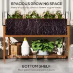 Outsunny Raised Garden Bed with Legs and Cover, Metal Elevated Planter Box with Bottom Shelf and Liner for Vegetables, Brown - Image 5