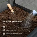 Outsunny Raised Garden Bed with Legs and Cover, Metal Elevated Planter Box with Bottom Shelf and Liner for Vegetables, Dark Gray - Image 6