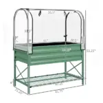 Outsunny Raised Garden Bed with Legs and Cover, Metal Elevated Planter Box with Bottom Shelf and Liner for Vegetables, Green - Image 3