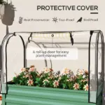 Outsunny Raised Garden Bed with Legs and Cover, Metal Elevated Planter Box with Bottom Shelf and Liner for Vegetables, Green - Image 4