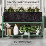 Outsunny Raised Garden Bed with Legs and Cover, Metal Elevated Planter Box with Bottom Shelf and Liner for Vegetables, Green - Image 5