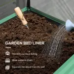 Outsunny Raised Garden Bed with Legs and Cover, Metal Elevated Planter Box with Bottom Shelf and Liner for Vegetables, Green - Image 6