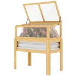Outsunny Raised Garden Bed with Mini Greenhouse, Elevated Planter Box with Legs and Bed Liner for Flowers, Vegetables