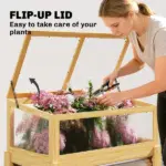 Outsunny Raised Garden Bed with Mini Greenhouse, Elevated Planter Box with Legs and Bed Liner for Flowers, Vegetables - Image 5