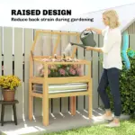 Outsunny Raised Garden Bed with Mini Greenhouse, Elevated Planter Box with Legs and Bed Liner for Flowers, Vegetables - Image 6