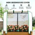 Outsunny Raised Garden Bed with PE Greenhouse Cover Outdoor Planter Box for Herbs and Vegetables, 35 x 22 x 47 inch, Brown - Image 4