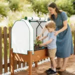 Outsunny Raised Garden Bed with PE Greenhouse Cover Outdoor Planter Box for Herbs and Vegetables, 35 x 22 x 47 inch, Brown - Image 9