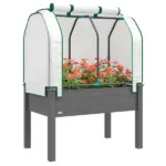 Outsunny Raised Garden Bed with PE Greenhouse Cover Outdoor Planter Box for Herbs and Vegetables, 35 x 22 x 47 inch, Dark Gray - Image 11