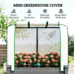 Outsunny Raised Garden Bed with PE Greenhouse Cover Outdoor Planter Box for Herbs and Vegetables, 35 x 22 x 47 inch, Dark Gray - Image 4