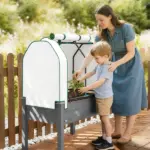 Outsunny Raised Garden Bed with PE Greenhouse Cover Outdoor Planter Box for Herbs and Vegetables, 35 x 22 x 47 inch, Dark Gray - Image 9