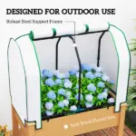 Outsunny Raised Garden Bed with PE Greenhouse Cover Outdoor Planter Box for Herbs and Vegetables, 35 x 22 x 47 inch, Sand - Image 7