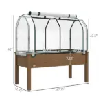 Outsunny Raised Garden Bed with PE Greenhouse Cover Outdoor Planter Box for Herbs and Vegetables, 48 x 22 x 46 inch, Brown - Image 3