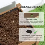 Outsunny Raised Garden Bed with PE Greenhouse Cover Outdoor Planter Box for Herbs and Vegetables, 48 x 22 x 46 inch, Brown - Image 5
