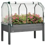 Outsunny Raised Garden Bed with PE Greenhouse Cover Outdoor Planter Box for Herbs and Vegetables, 48 x 22 x 46 inch, Dark Gray - Image 11