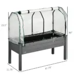 Outsunny Raised Garden Bed with PE Greenhouse Cover Outdoor Planter Box for Herbs and Vegetables, 48 x 22 x 46 inch, Dark Gray - Image 3