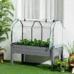 Outsunny Raised Garden Bed with PE Greenhouse Cover Outdoor Planter Box for Herbs and Vegetables, 48 x 22 x 46 inch, Dark Gray - Image 10