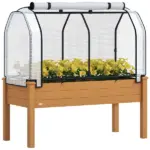 Outsunny Raised Garden Bed with PE Greenhouse Cover Outdoor Planter Box for Herbs and Vegetables, 48 x 22 x 46 inch, Sand - Image 11