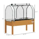 Outsunny Raised Garden Bed with PE Greenhouse Cover Outdoor Planter Box for Herbs and Vegetables, 48 x 22 x 46 inch, Sand - Image 3