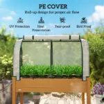 Outsunny Raised Garden Bed with PE Greenhouse Cover Outdoor Planter Box for Herbs and Vegetables, 48 x 22 x 46 inch, Sand - Image 4