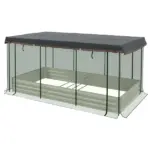 Raised Garden Bed with Protective Cage and Shade Beige for Flowers and Vegetables