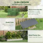 Raised Garden Bed with Protective Cage and Shade Beige for Flowers and Vegetables - Image 4