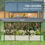 Raised Garden Bed with Protective Cage and Shade Beige for Flowers and Vegetables - Image 6